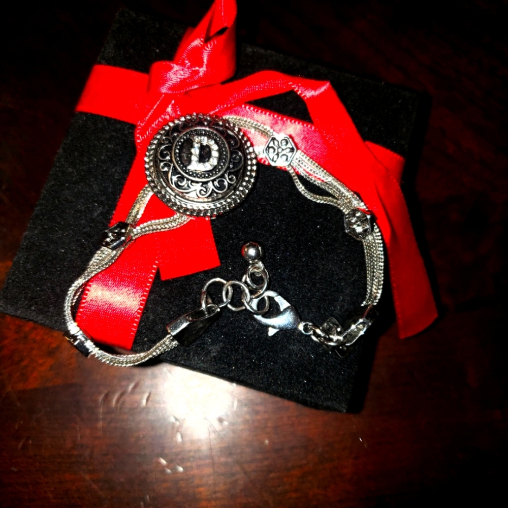 Sterling silver bracelet with d inital